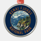 Kenai Fjords Nationalpark Retro Distressed Circle Ornament Aus Metall (Vorne)