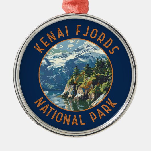 Kenai Fjords Nationalpark Retro Distressed Circle Ornament Aus Metall (Vorne)