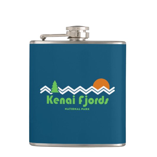 Kenai Fjords Nationalpark Retro Flachmann (Vorderseite)
