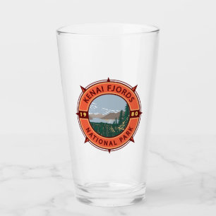Kenai Fjords Nationalpark Retro Kompass Emblem Glas