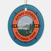 Kenai Fjords Nationalpark Retro Kompass Emblem Keramik Ornament (Links)