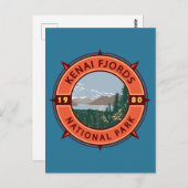 Kenai Fjords Nationalpark Retro Kompass Emblem Postkarte (Vorne/Hinten)