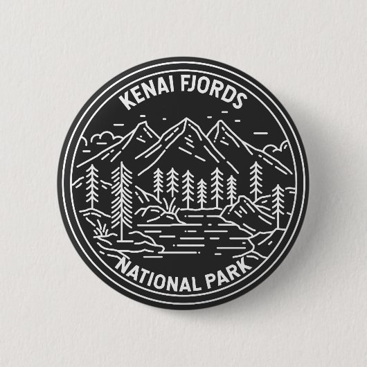 Kenai Fjords Nationalpark Vintag Monoline Button (Vorderseite)