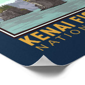 Kenai Fjords Nationalpark Vintages Emblem Poster (Ecke)