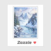 Kenai Fjords Nationalpark Wasserfarben Malerei Aufkleber (Blatt)