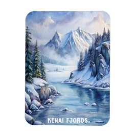 Kenai Fjords Nationalpark Wasserfarben Malerei Magnet