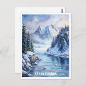 Kenai Fjords Nationalpark Wasserfarben Malerei Postkarte (Vorne/Hinten)