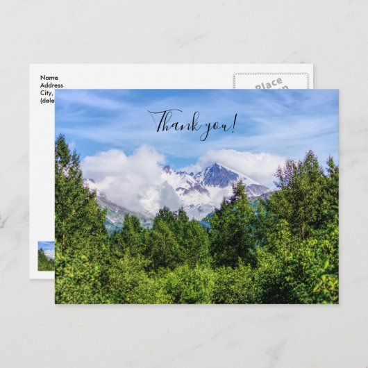 Kenai Fjords Snowy Mountains Vielen Dank Postkarte (Vorne/Hinten)