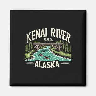Kenai Fluss Alaska Ak Lachsangeln Bootfahren Retro Magnet