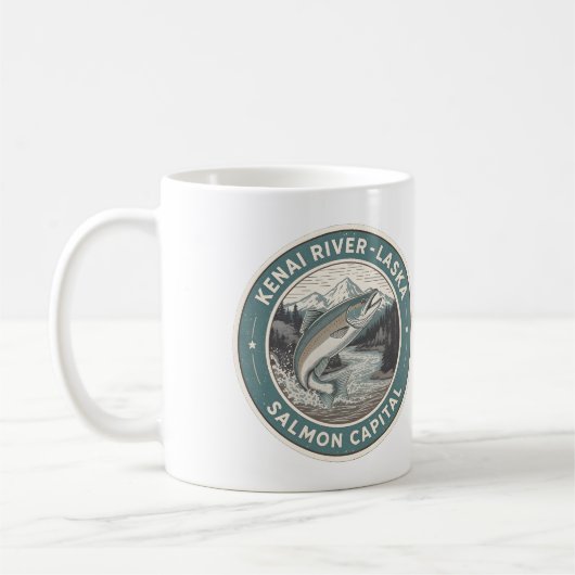 Kenai River–Alaska Salmon Capital Badge Logo Desig Kaffeetasse (Links)