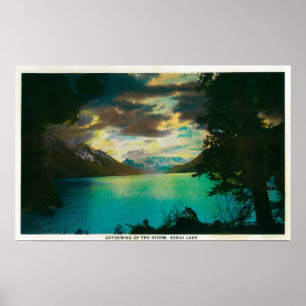 Kenai See, Alaska mit Sturm-Ansammlung Poster