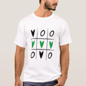 Kendal Three Green Hearts Black Grid Tic-Tac-Toe T-Shirt (Vorderseite)