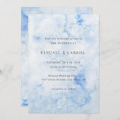 Kendall Blue Watercolor Elegante Hochzeit Einladung (Vorne/Hinten)