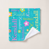 Kendall grafische Blume nennen Aqua-Gelb-Rosa Badhandtuch Set (Waschlappen)