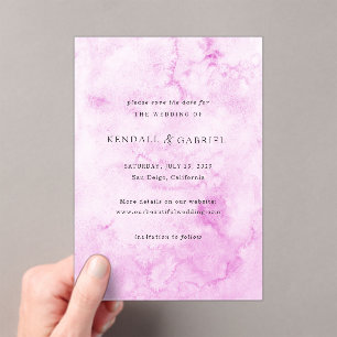 Kendall Pink Elegant Wedding Save the Date Acryleinladungen