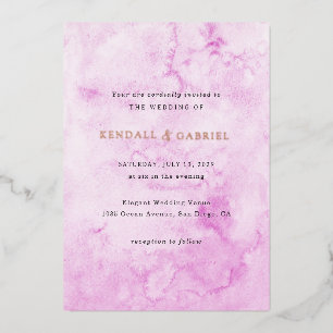 Kendall Pink Watercolor Elegante Hochzeit Folieneinladung