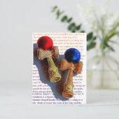 Kendama, Rot und Blau-Farbtöne Postkarte (Stehend Vorderseite)