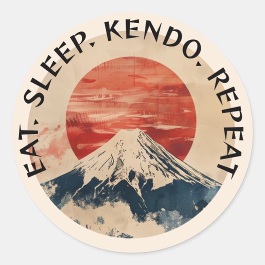 Kendo Eat Sleep Repeat Mount Fuji Runder Aufkleber (Vorderseite)