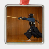 Kendo Fechter-Üben Silbernes Ornament (Vorne)