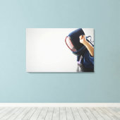 Kendo Fencer Fastening Mask Leinwanddruck (Insitu (Holzboden))