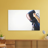 Kendo Fencer Fastening Mask Leinwanddruck (Insitu (Wohnzimmer))