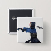 Kendo Fencer Practicing Button (Vorne & Hinten)