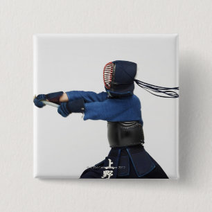 Kendo Fencer Practicing Button