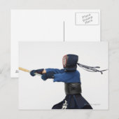 Kendo Fencer Practicing Postkarte (Vorne/Hinten)