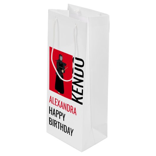 Kendo Geschenktüte Für Weinflaschen (Vorderseite Schrägansicht)