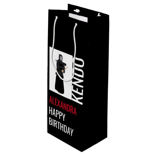 Kendo Geschenktüte Für Weinflaschen (Vorderseite Schrägansicht)