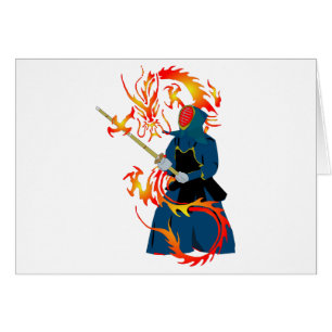 Kendo Swordsman und Feuerdrache