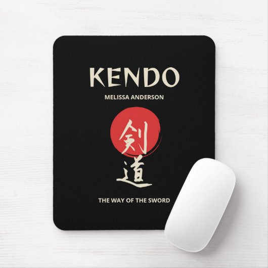 Kendo Vintage Rot Schwarz Mousepad (Mit Mouse)