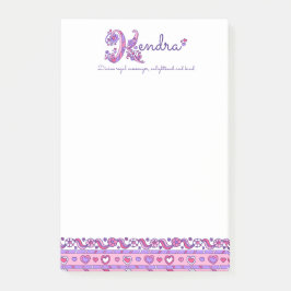 Kendra personalisierter K-Name bedeutet Post Notiz