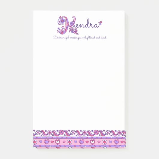 Kendra personalisierter K-Name bedeutet Post Notiz (Vorderseite)