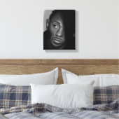 Kendrick Lamar | Schwarz-Weiß-Porträtmalerei Leinwanddruck (Insitu (Schlafzimmer))