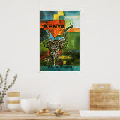 Kenia Afrika Südafrika Safari Welt Vintage Poster (Küche)