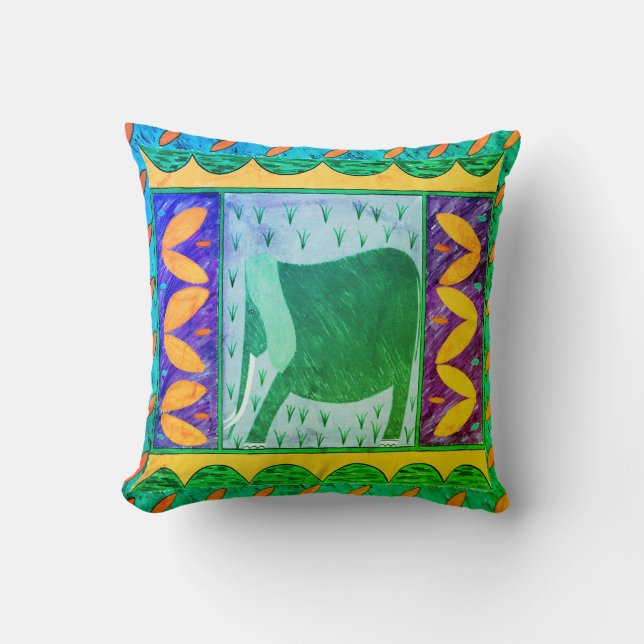 Kenia-Elefant-Throw-Kissen Kissen (Vorderseite)