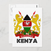 KENIA - Emblem / Flagge / Wappen / Symbol Postkarte (Vorne/Hinten)