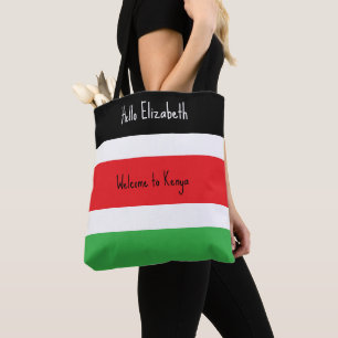 Kenia Flag, Hellschwarz, Rot und Grün Farben Tasche