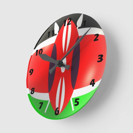 Kenia Flag Wall Clock Runde Wanduhr (Winkel)