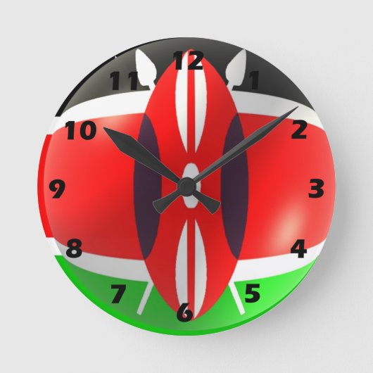 Kenia Flag Wall Clock Runde Wanduhr (Vorderseite)