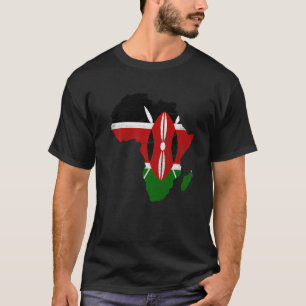 Kenia-Flagge Afrika Kontinent Silhouette Geschenk T-Shirt