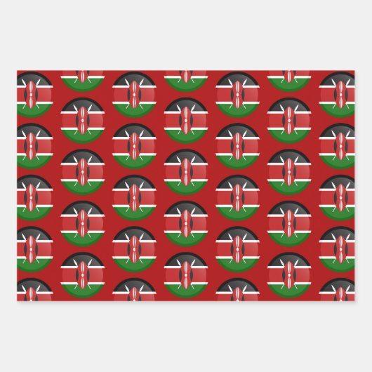 Kenia-Flagge, Herz und Kenianische Mode / Geschenk Geschenkpapier Set (Vorderseite 3)