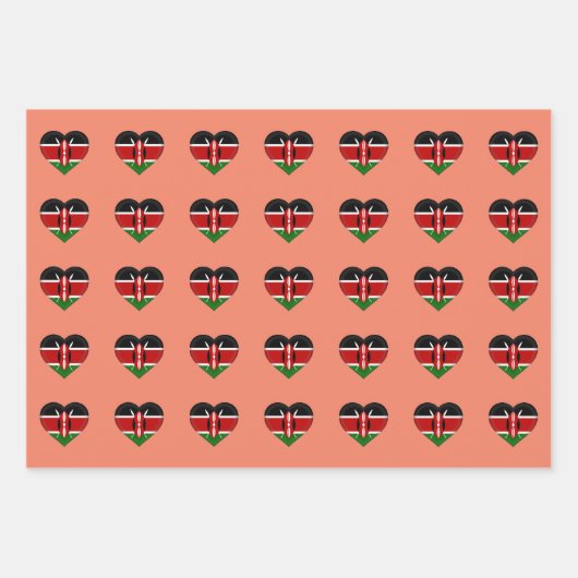Kenia-Flagge, Herz und Kenianische Mode / Geschenk Geschenkpapier Set (Vorderseite 2)