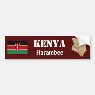 Kenia-Flagge + Karten-Autoaufkleber Autoaufkleber