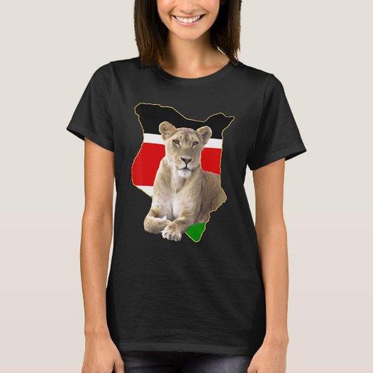 Kenia  Flagge  Löwin  Afrika T-Shirt (Vorderseite)