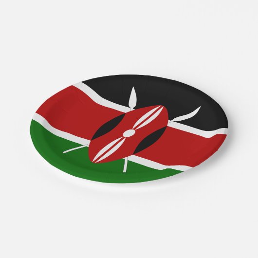 Kenia-Flagge Pappteller (Schrägansicht)