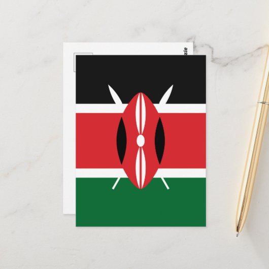 Kenia-Flagge Postkarte (Vorderseite/Rückseite Beispiel)