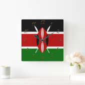 Kenia-Flagge   Quadratische Wanduhr (Zuhause)