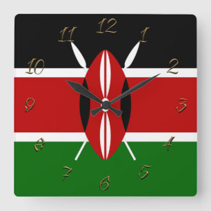 Kenia-Flagge   Quadratische Wanduhr